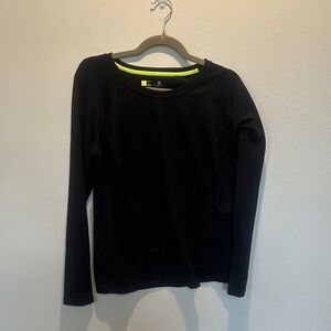 Xersion Black Long Sleeve Performance Tee with Neon Accent